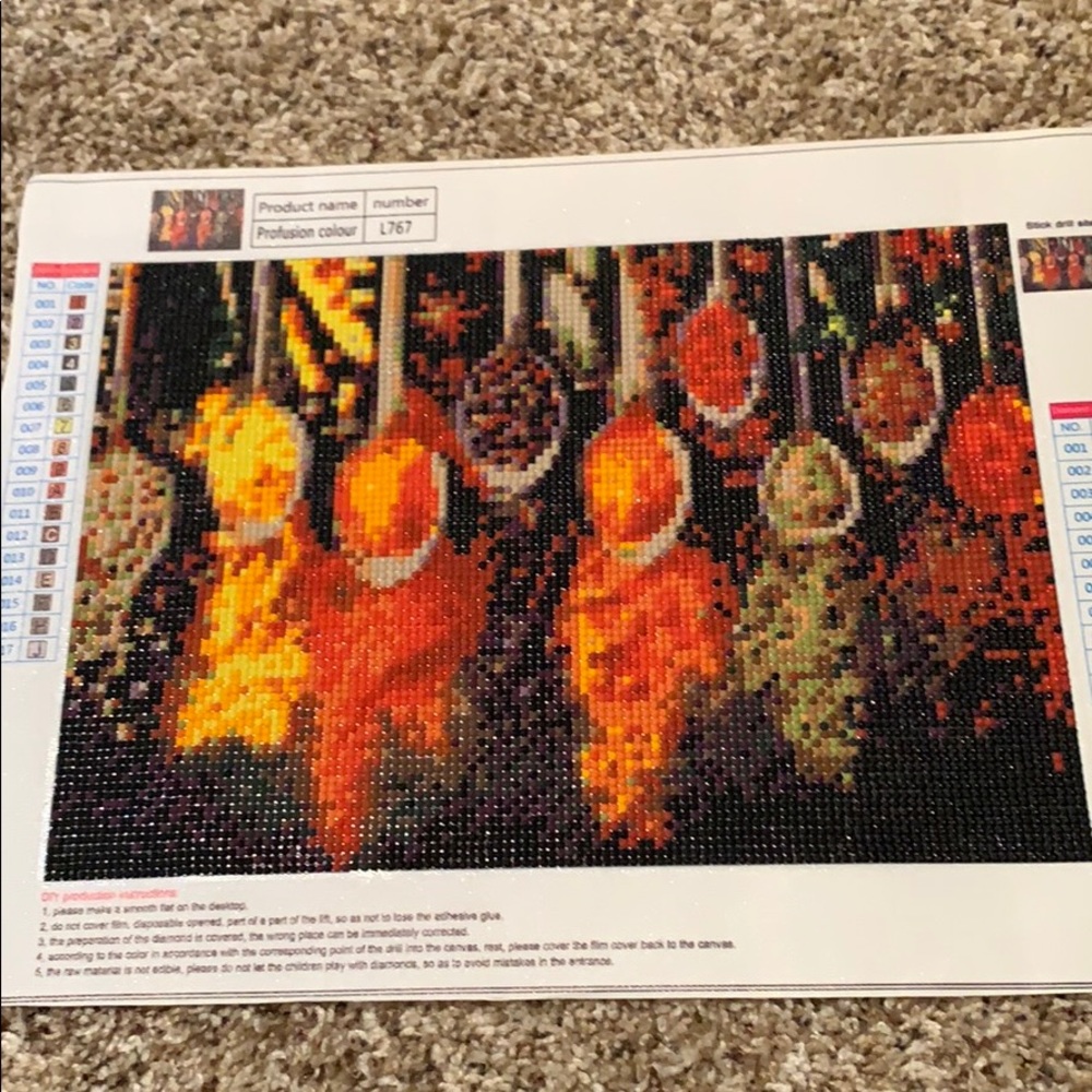 Spices/spoons completed/unframed diamond painting
